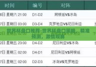 世界杯盘口推荐-世界杯盘口策略，精准预测，激情观赛