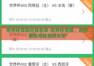 世界杯竞猜栏目名单-世界杯竞猜，点燃激情与智慧的火花