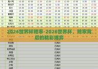 2026世界杯赔率-2026世界杯，赔率背后的精彩博弈