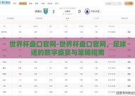 世界杯盘口官网-世界杯盘口官网，足球迷的数字盛宴与策略指南