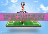 体彩竞猜世界杯怎么玩-玩转体彩竞猜世界杯，策略、技巧与乐趣并存的足球盛宴