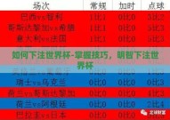 如何下注世界杯-掌握技巧，明智下注世界杯