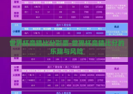世界杯竞猜比分彩票-世界杯竞猜比分的乐趣与风险