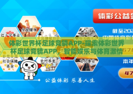 体彩世界杯足球竞猜APP-探索体彩世界杯足球竞猜APP，智能娱乐与体育激情的完美融合