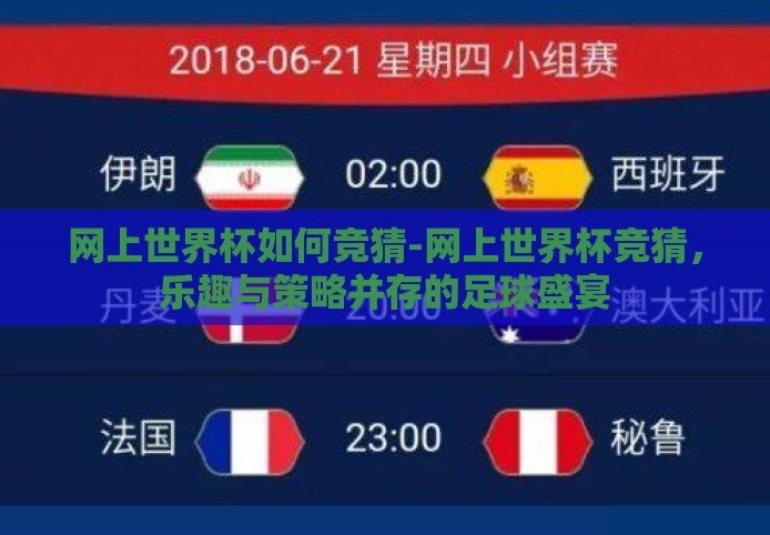 网上世界杯如何竞猜-网上世界杯竞猜,乐趣与策略并存的足球盛宴 网上世界杯如何竞猜-网上世界杯竞猜,乐趣与策略并存的足球盛宴