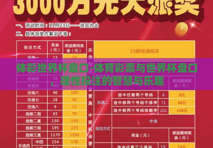 体彩世界杯盘口-体育彩票与世界杯盘口，理性投注的智慧与乐趣
