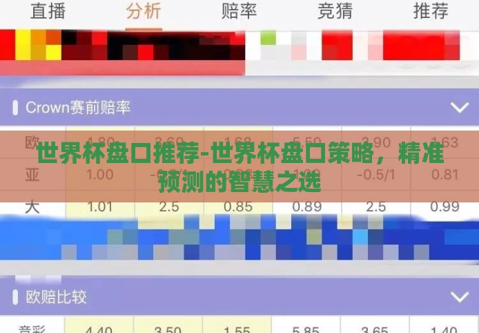 世界杯盘口推荐-世界杯盘口策略,精准预测的智慧之选 世界杯盘口推荐-世界杯盘口策略,精准预测的智慧之选