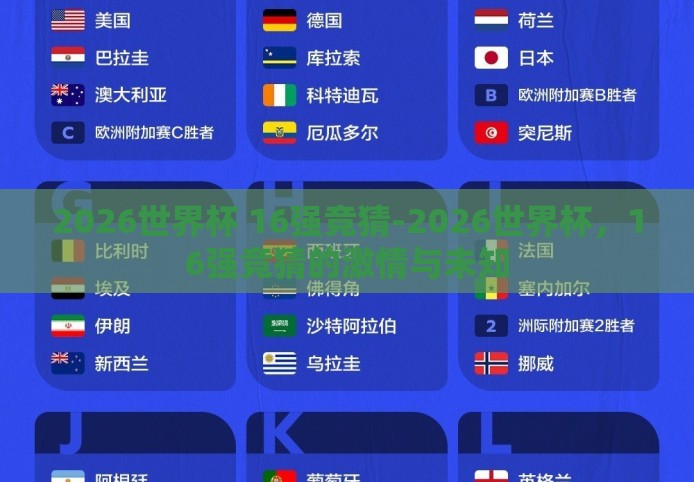 2026世界杯 16强竞猜-2026世界杯，16强竞猜的激情与未知