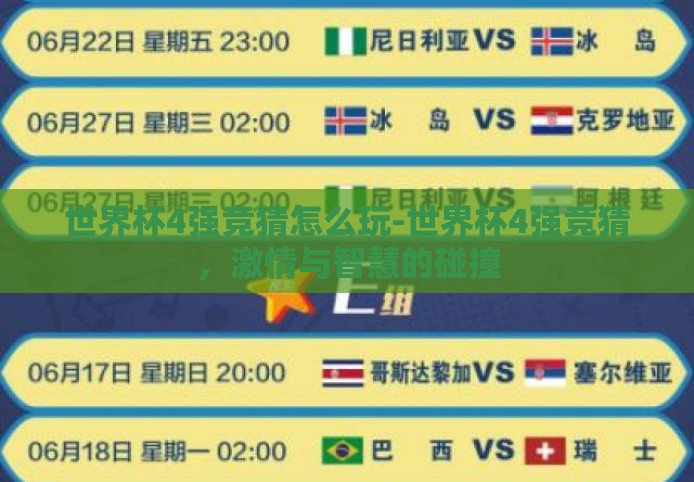 世界杯4强竞猜怎么玩-世界杯4强竞猜，激情与智慧的碰撞