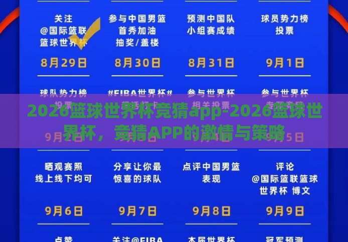 2026篮球世界杯竞猜app-2026篮球世界杯,竞猜APP的激情与策略 2026篮球世界杯竞猜app-2026篮球世界杯,竞猜APP的激情与策略