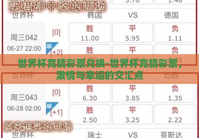 世界杯竞猜彩票兑换-世界杯竞猜彩票，激情与幸运的交汇点