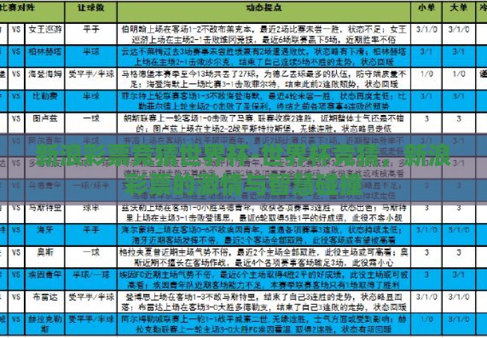 新浪彩票竞猜世界杯-世界杯竞猜，新浪彩票的激情与智慧碰撞
