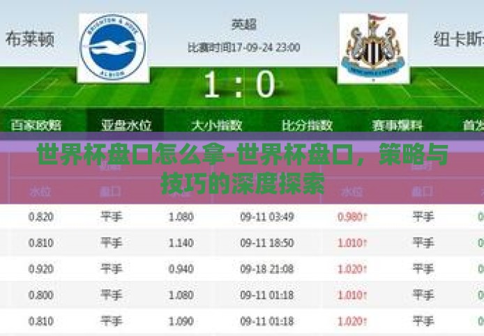 世界杯盘口怎么拿-世界杯盘口，策略与技巧的深度探索
